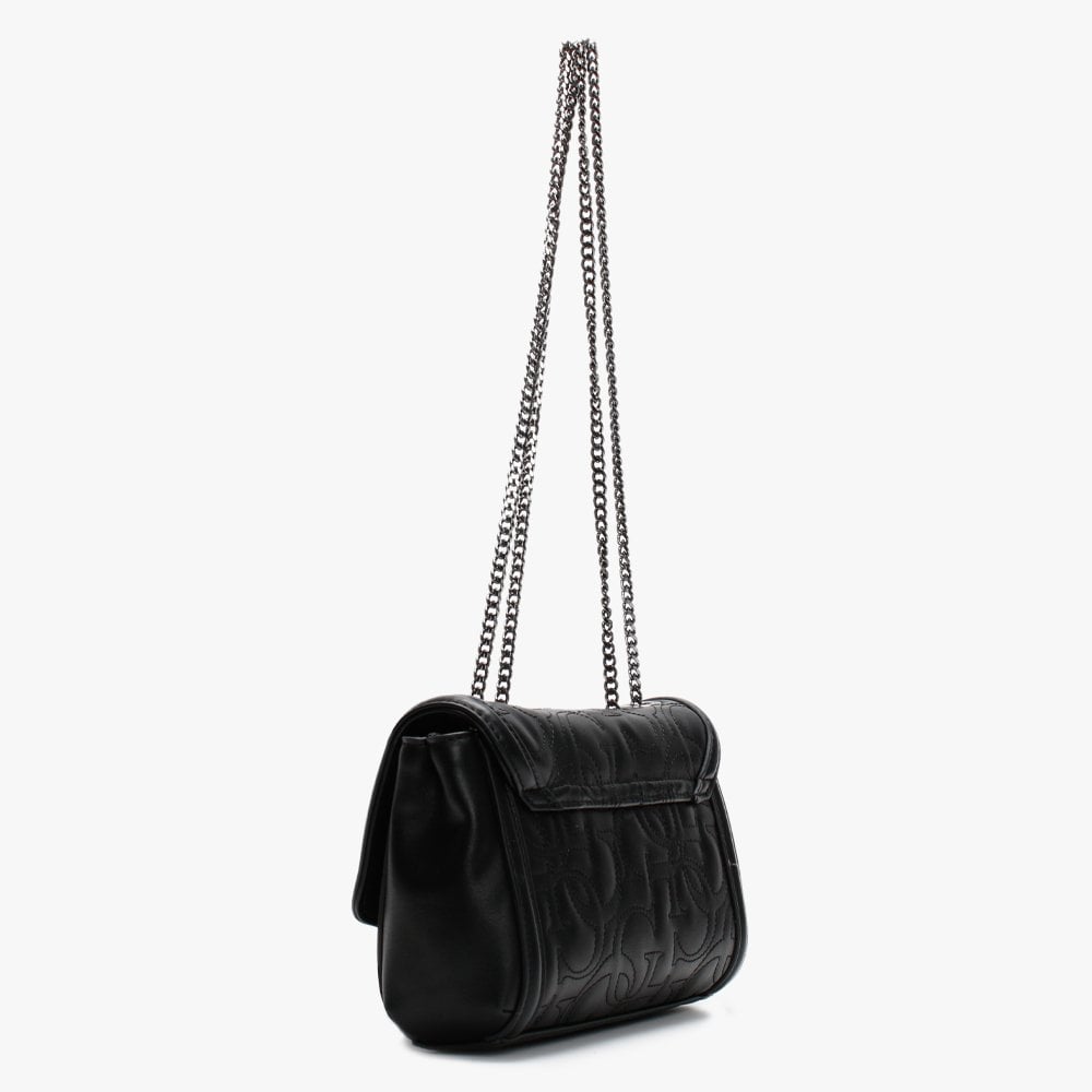 Mini New Wave Black Quilted Logo Cross-Body Bag