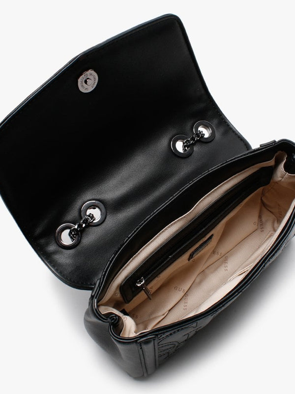 Mini New Wave Black Quilted Logo Cross-Body Bag