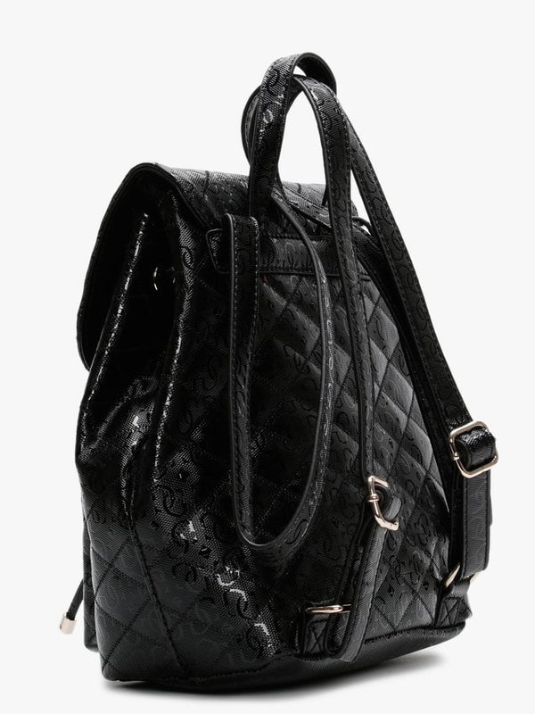 Astrid Black Quilted Logo Backpack