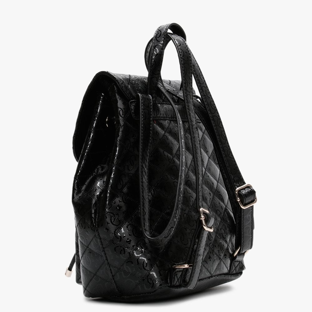 Astrid Black Quilted Logo Backpack