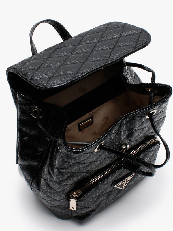 Astrid Black Quilted Logo Backpack
