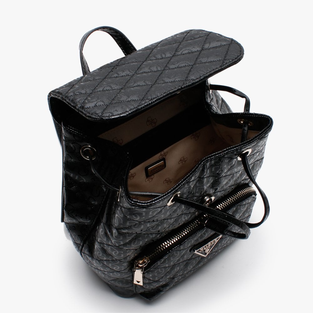 Astrid Black Quilted Logo Backpack