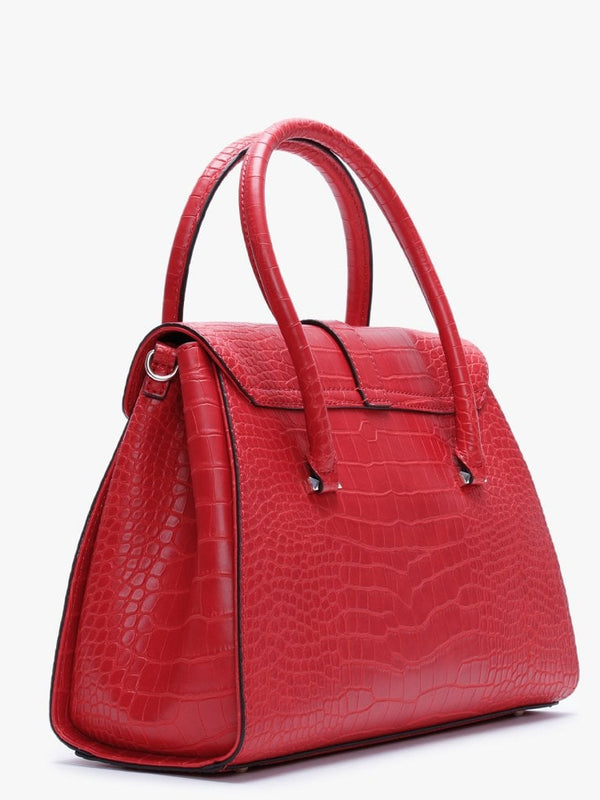 Asher Red Moc Croc Satchel Bag