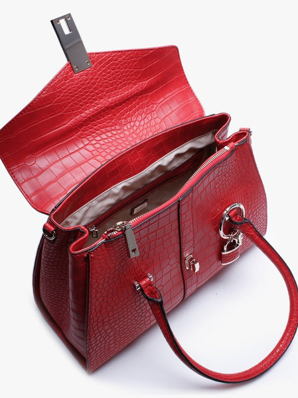 Asher Red Moc Croc Satchel Bag