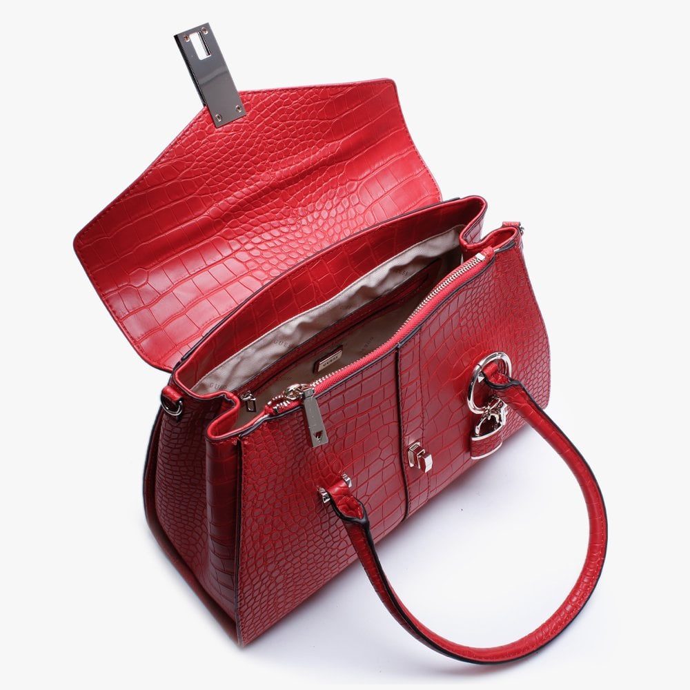 Asher Red Moc Croc Satchel Bag