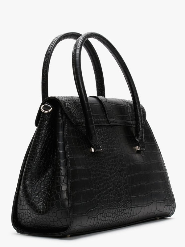 Asher Black Moc Croc Satchel Bag