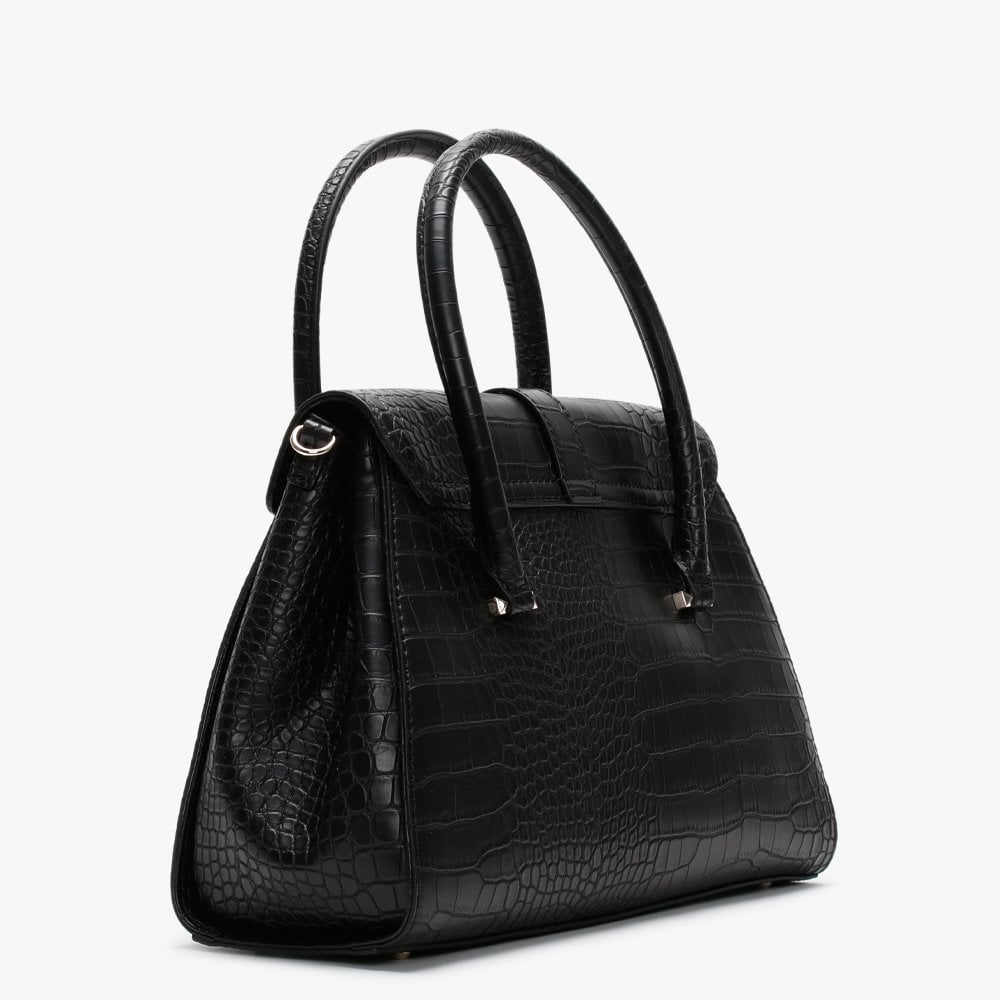Asher Black Moc Croc Satchel Bag