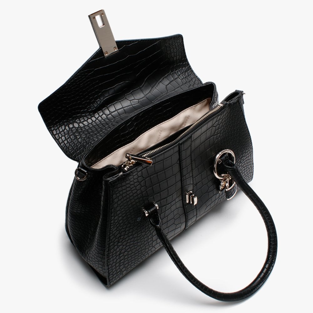 Asher Black Moc Croc Satchel Bag