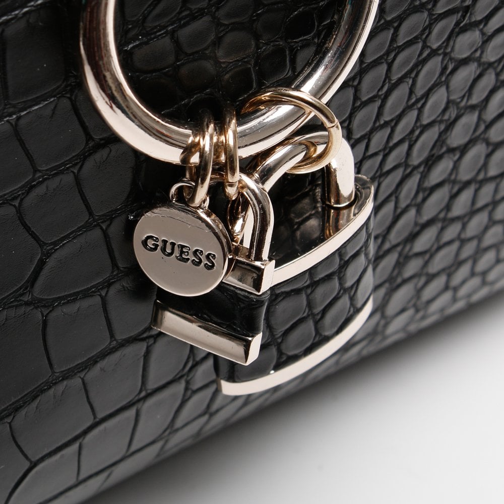 Asher Black Moc Croc Satchel Bag