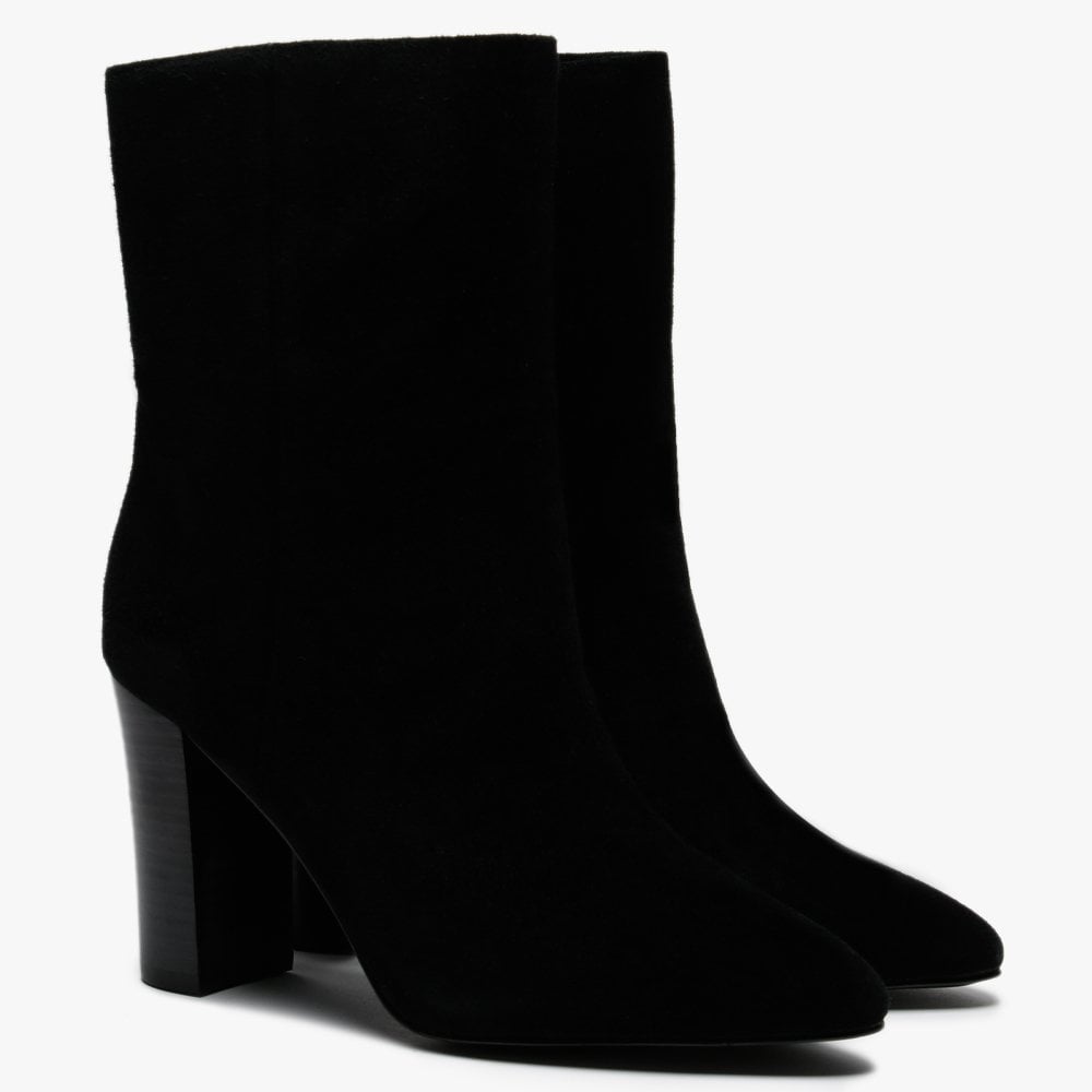 Diamond Black Suede Ankle Boots