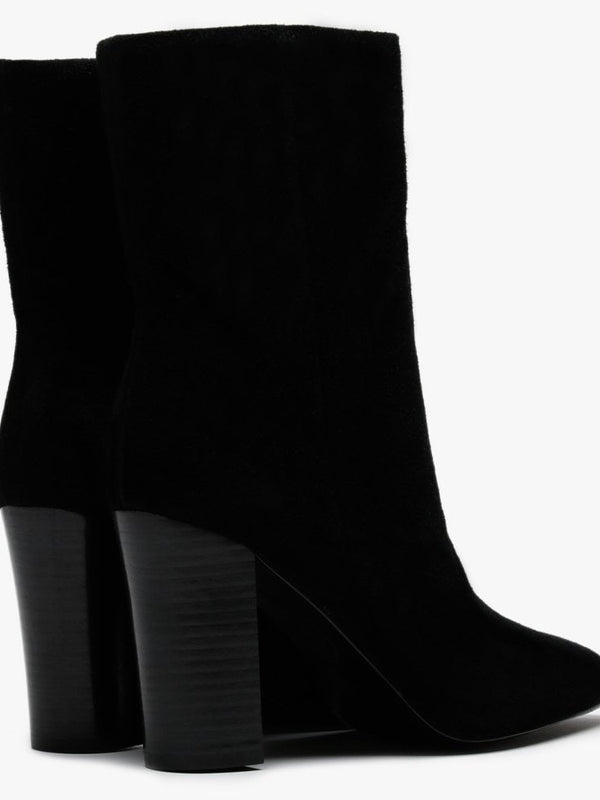 Diamond Black Suede Ankle Boots
