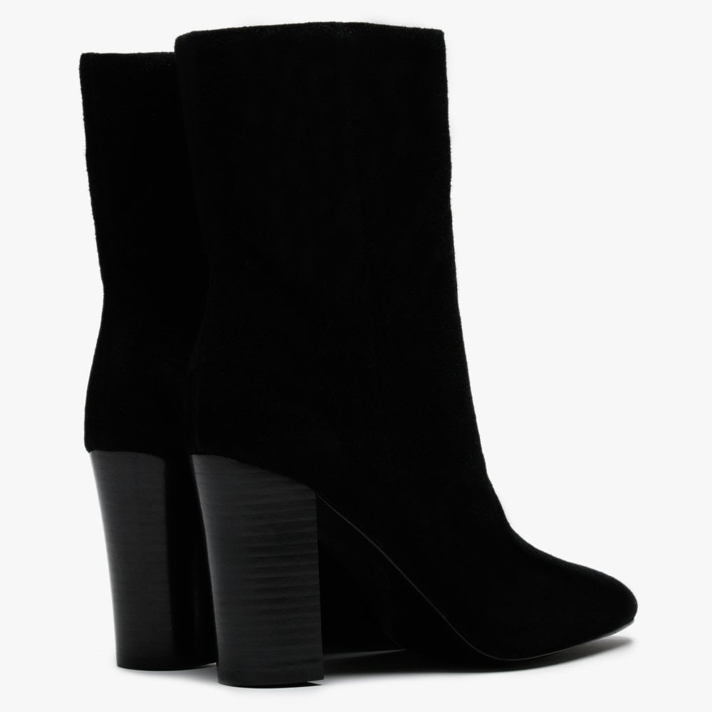 Diamond Black Suede Ankle Boots