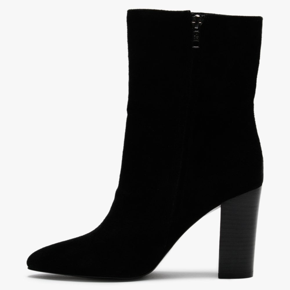 Diamond Black Suede Ankle Boots