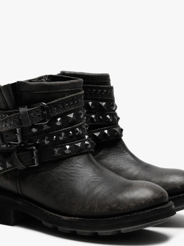 Tatum Black Studded Biker Boots