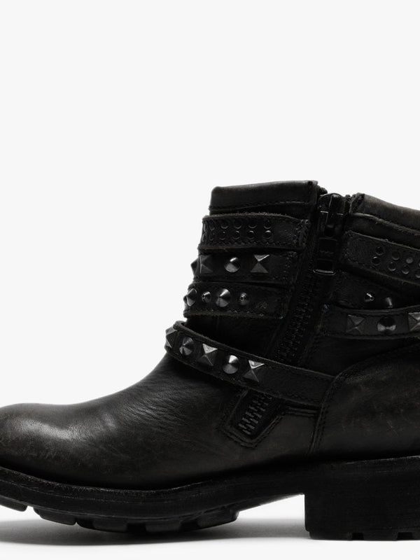 Tatum Black Studded Biker Boots
