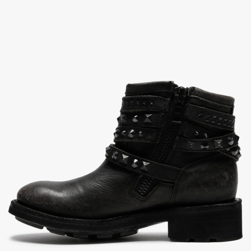 Tatum Black Studded Biker Boots