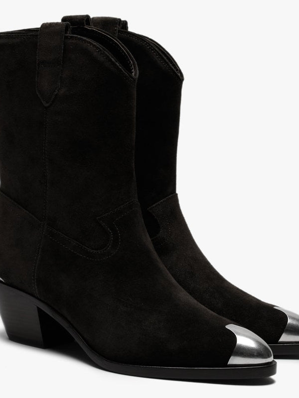 Famous Military Suede Metal Toe Cowboy Boots
