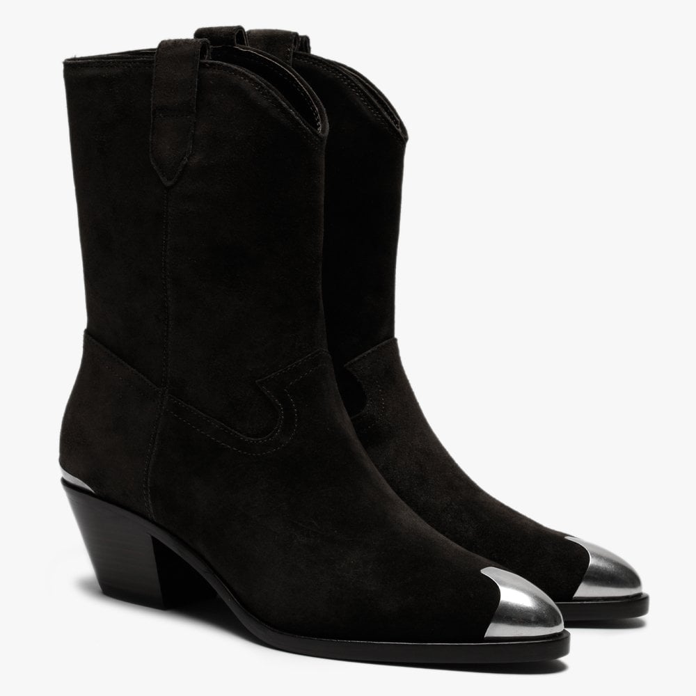 Famous Military Suede Metal Toe Cowboy Boots
