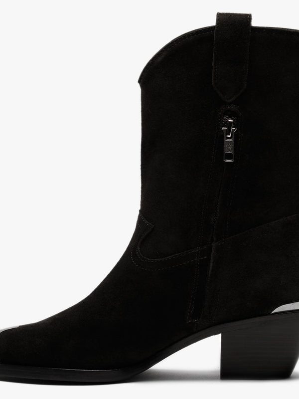 Famous Military Suede Metal Toe Cowboy Boots