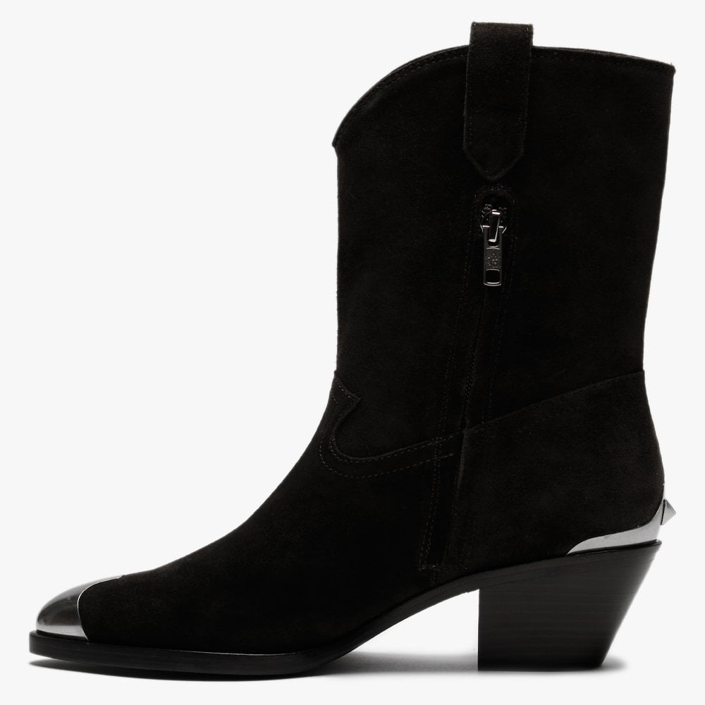 Famous Military Suede Metal Toe Cowboy Boots