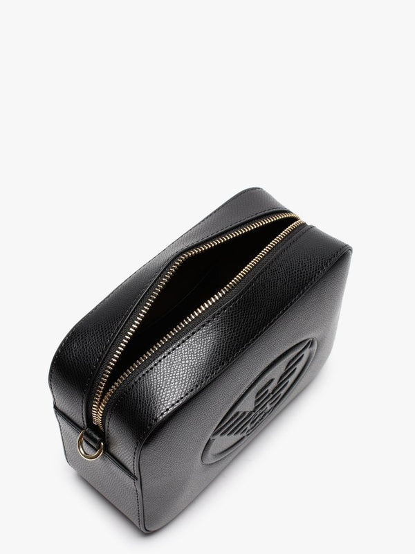 Raised Eagle Black Pebbled Camera Bag