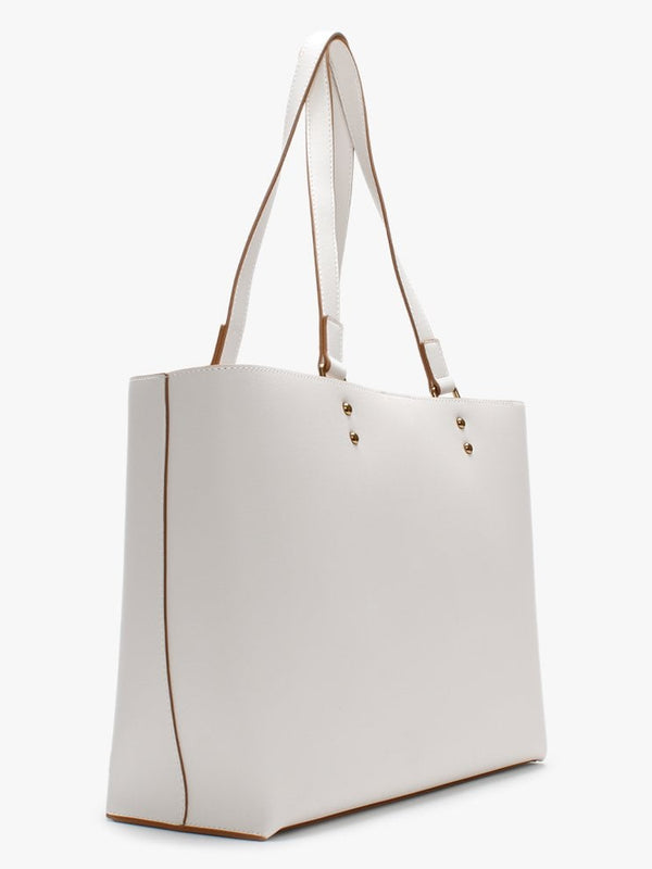 Studded Logo White Tote Bag