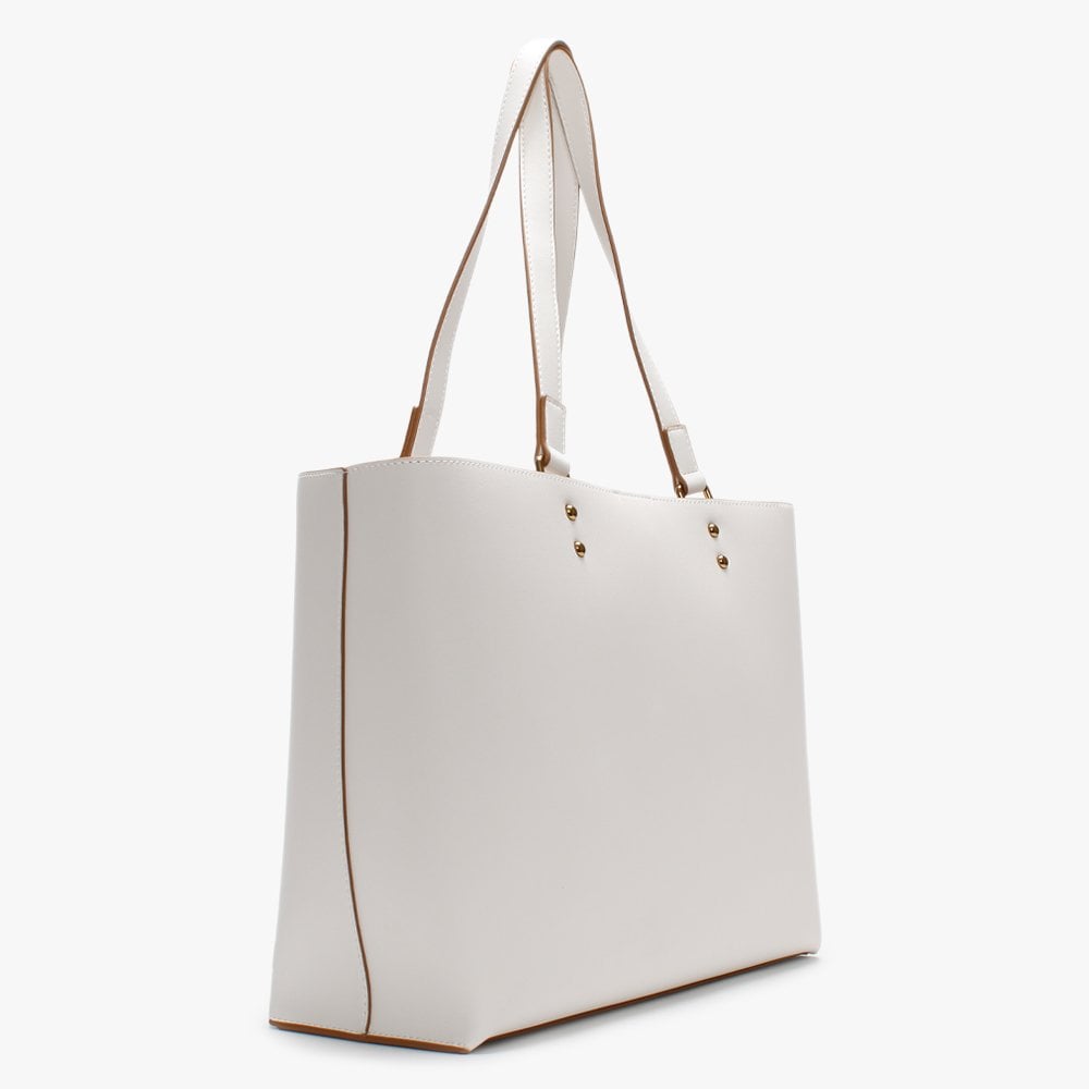 Studded Logo White Tote Bag