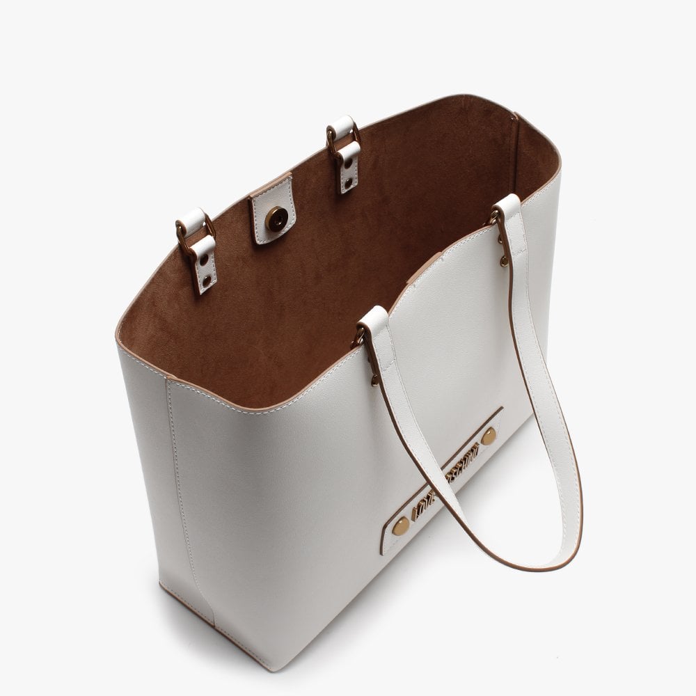 Studded Logo White Tote Bag