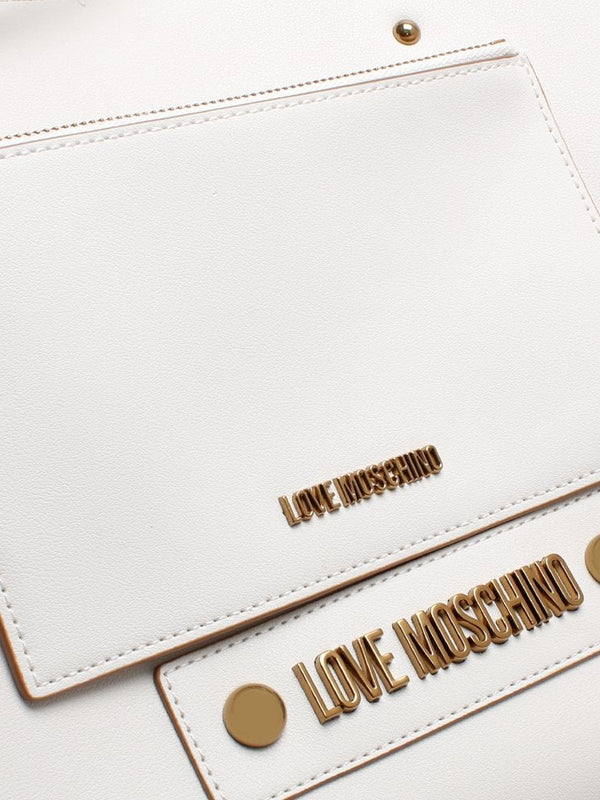 Studded Logo White Tote Bag