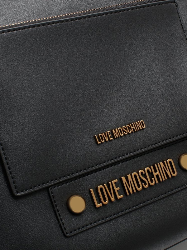 Studded Logo Black Tote Bag