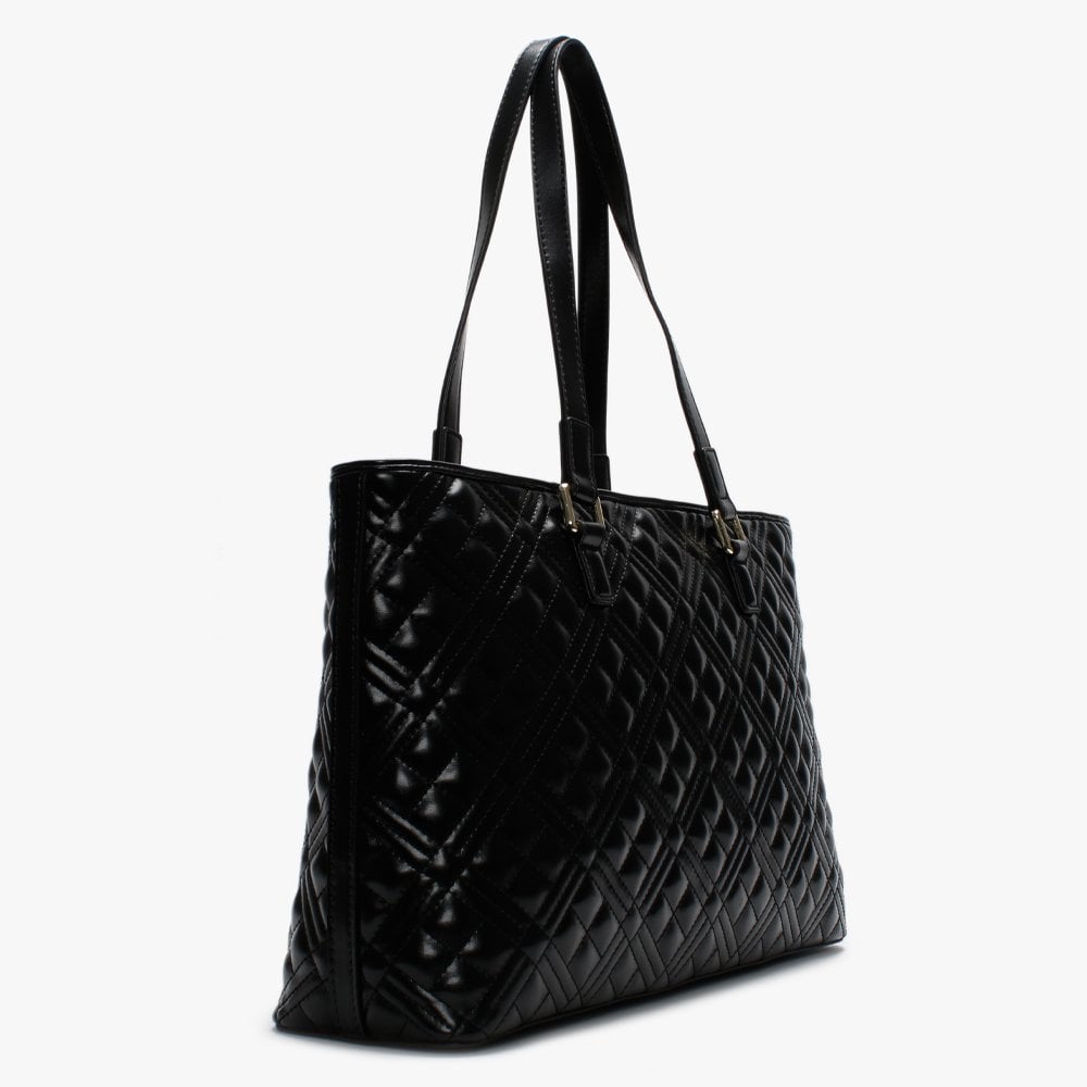 Quilted Black Tote Bag