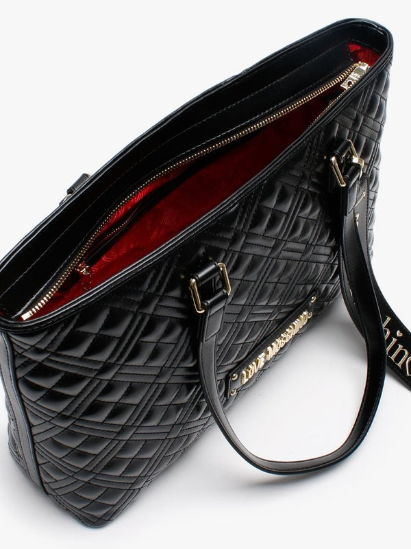 Quilted Black Tote Bag