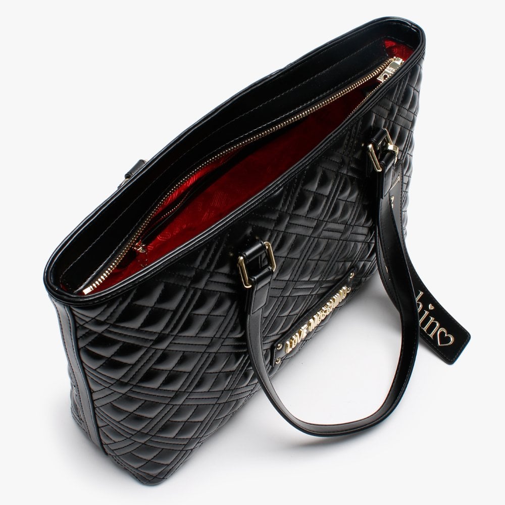 Quilted Black Tote Bag