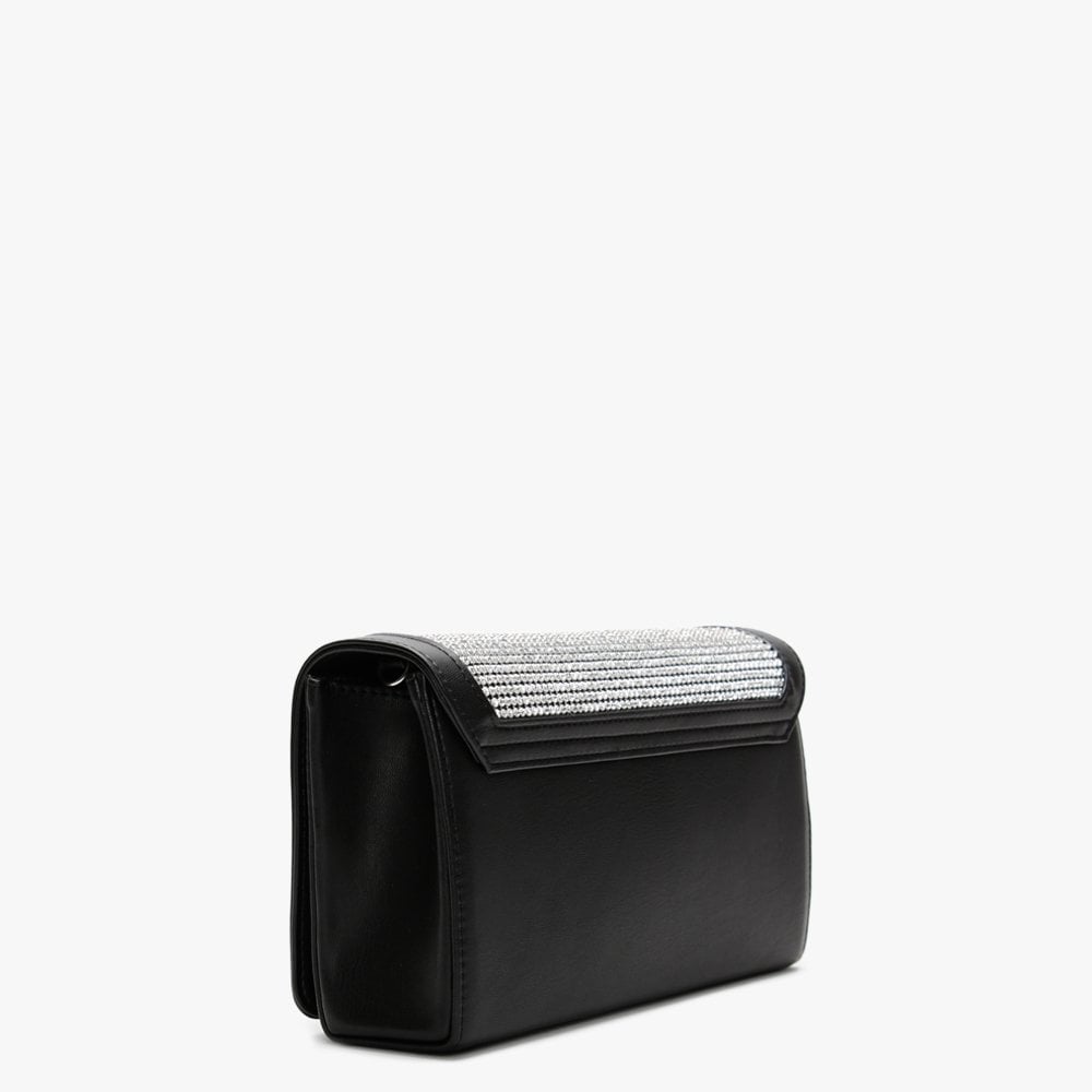 Diamante Black Clutch Bag