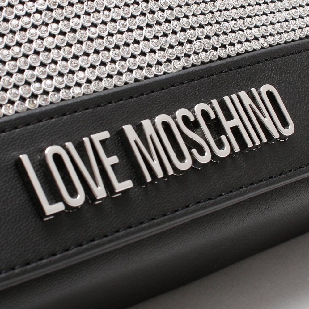Diamante Black Clutch Bag