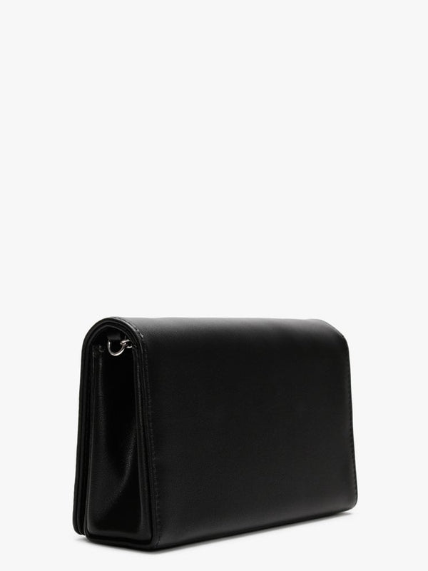 Studded Diamante Logo Black Shoulder Bag