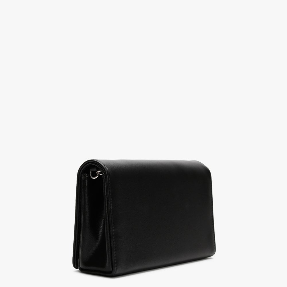 Studded Diamante Logo Black Shoulder Bag