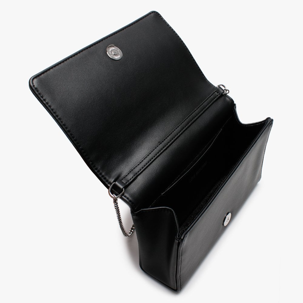 Studded Diamante Logo Black Shoulder Bag
