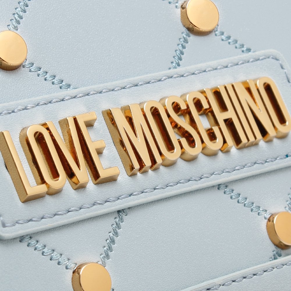 Mini Studded Quilted Blue Cross-Body Bag