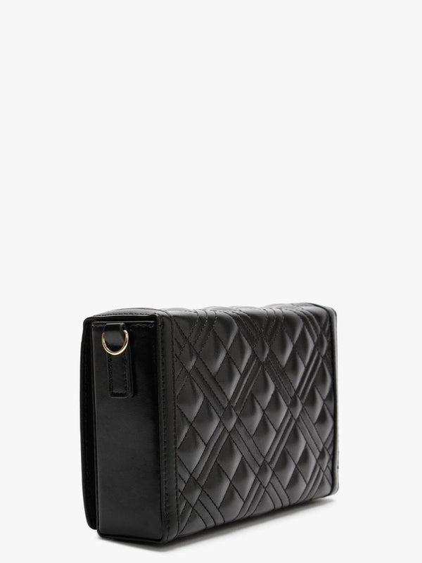 Quilted Studded Logo Black Clutch Bag