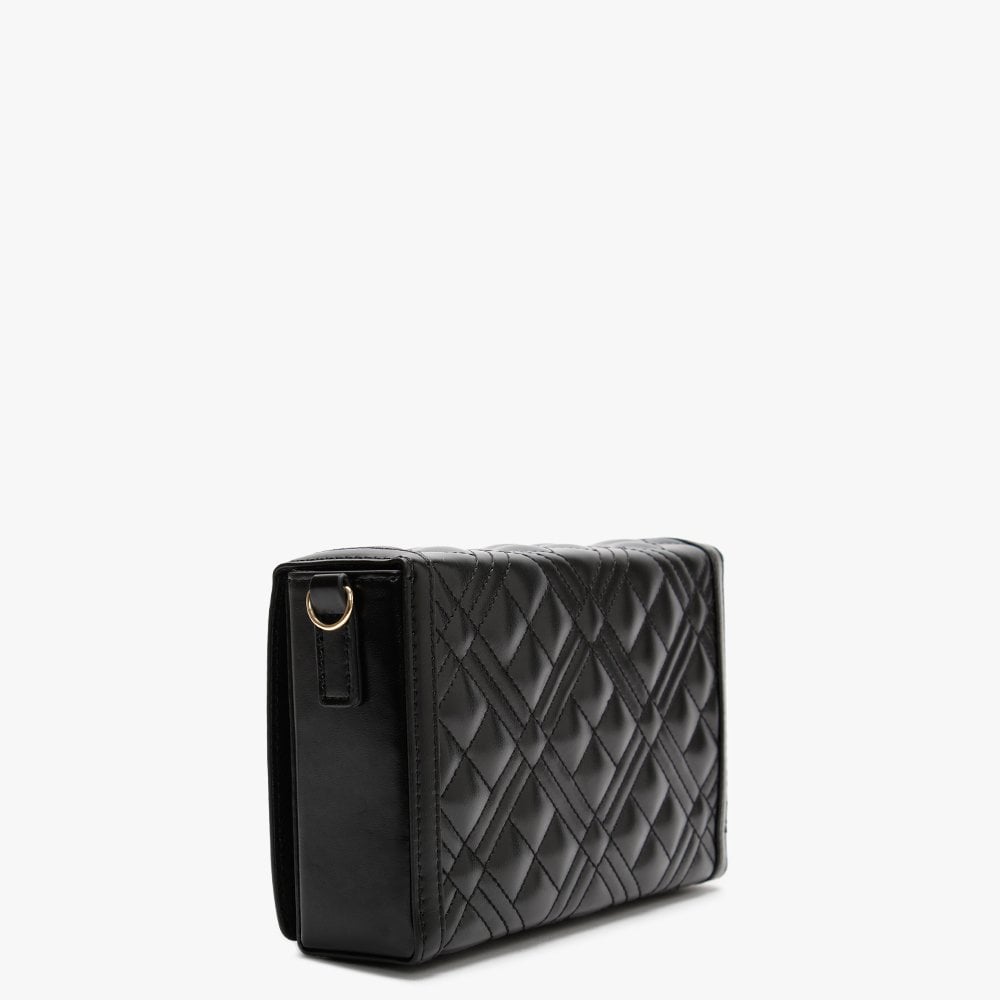 Quilted Studded Logo Black Clutch Bag