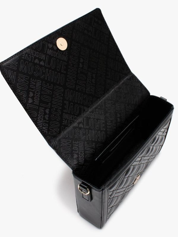 Quilted Studded Logo Black Clutch Bag
