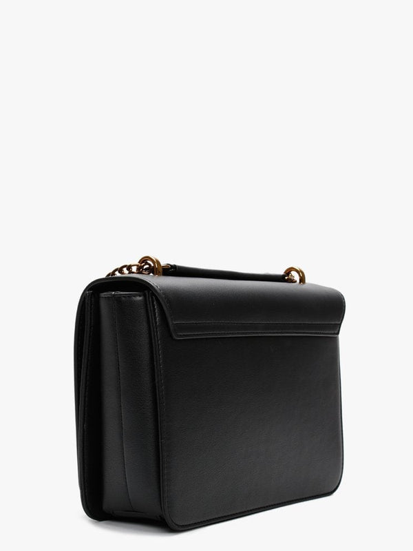 Studded Logo Black Shoulder Bag