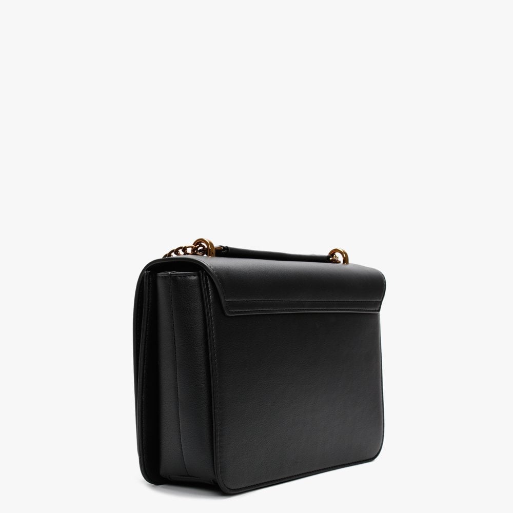 Studded Logo Black Shoulder Bag