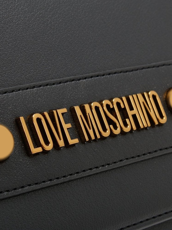 Studded Logo Black Shoulder Bag
