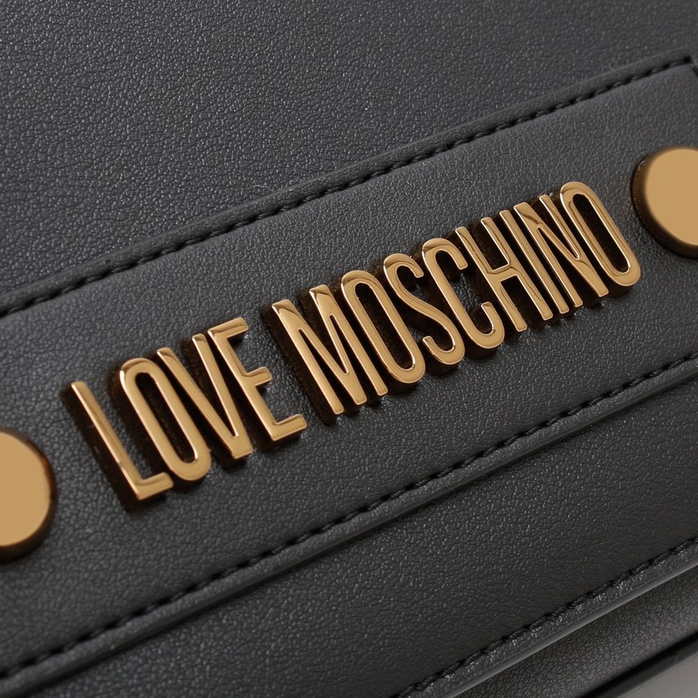 Studded Logo Black Clutch Bag
