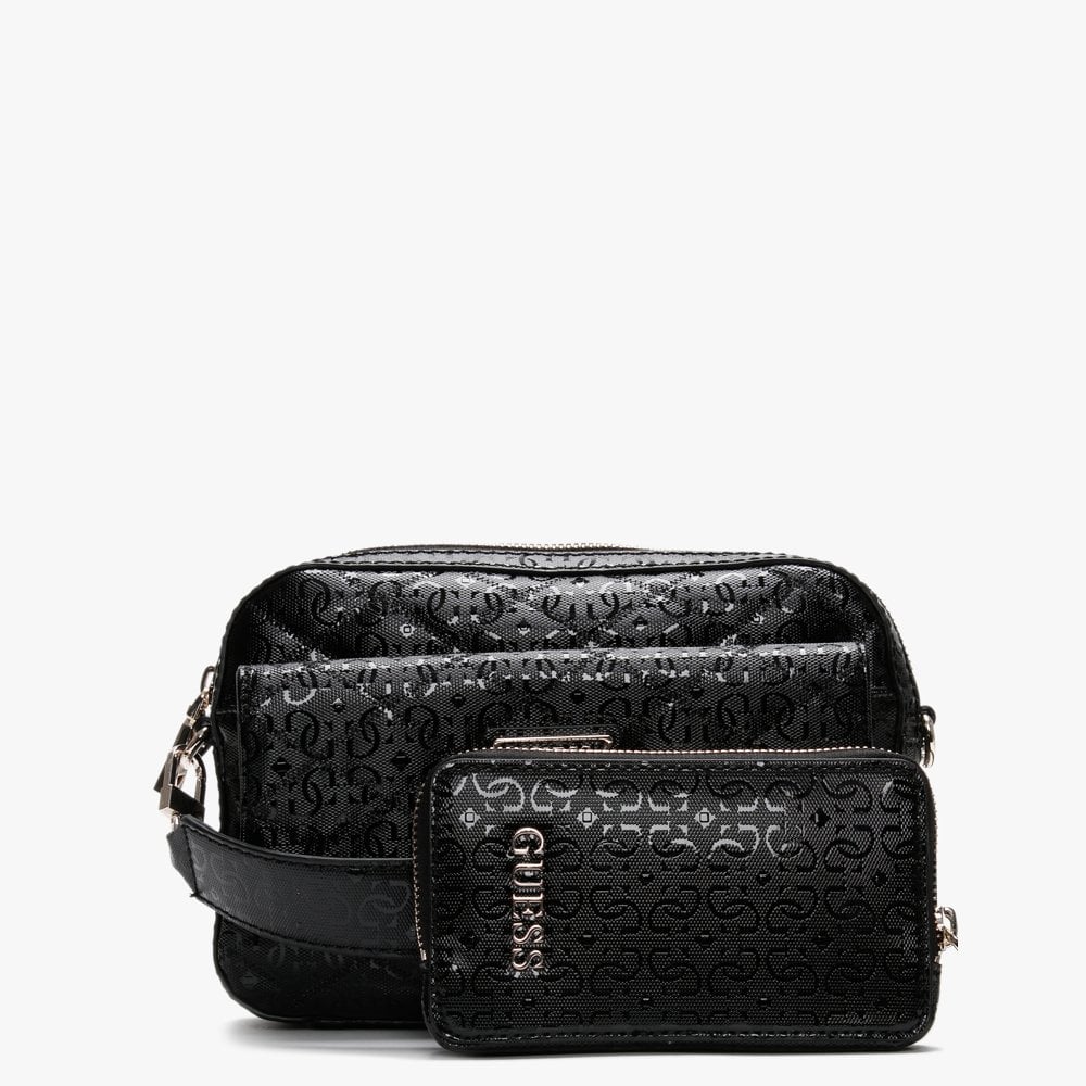 Astrid Black Quilted Logo Cross-Body Bag