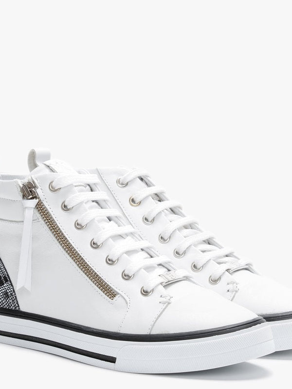 Estarni White Leather High Top Trainers