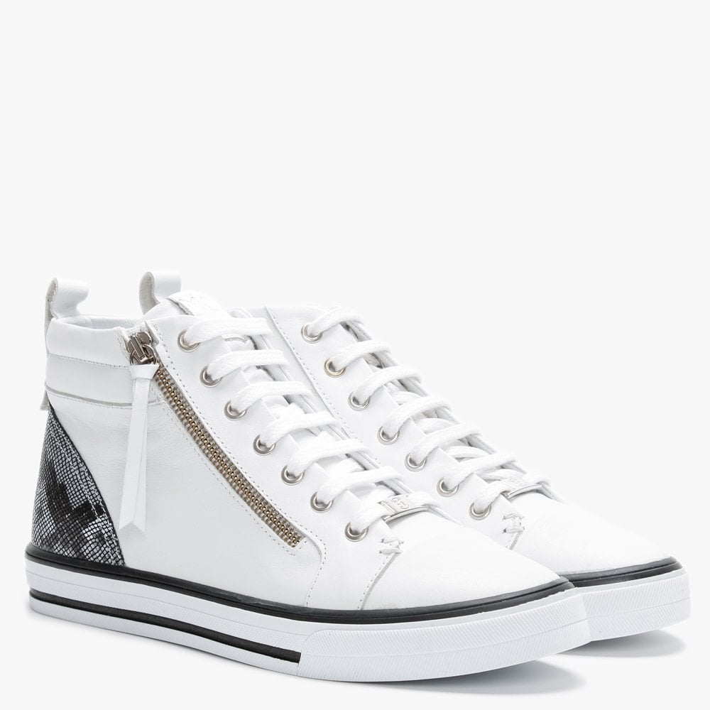 Estarni White Leather High Top Trainers