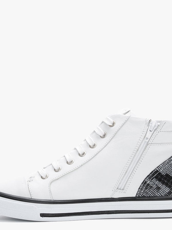 Estarni White Leather High Top Trainers